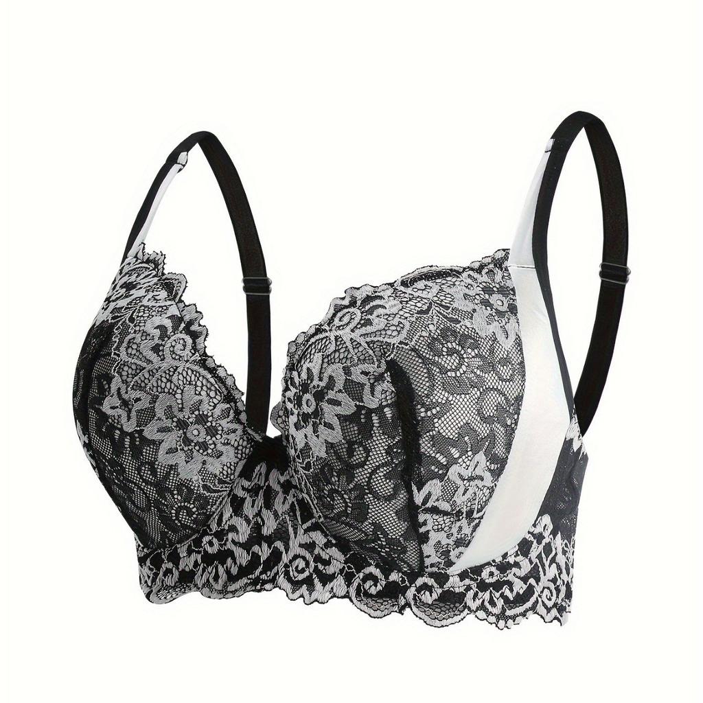 Sexy krajková kontrastní barva masážní košíček s kosticí podprsenka čistá touha velká velikost push-up spodní prádlo
