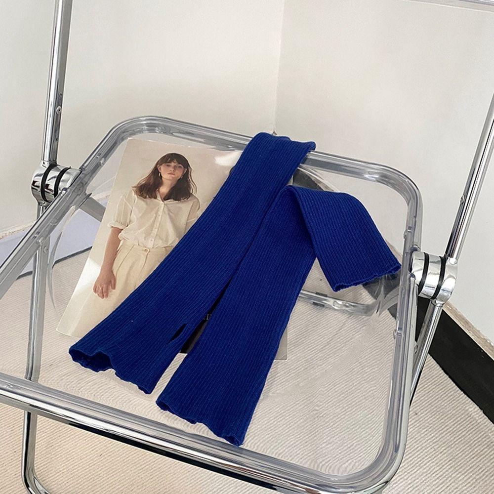 

Color Winter Gloves Half Finger Knitted Arm Warmers Female Arm Warmers Wool Sleeve Cuff Long Gloves синій