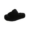 High-grade plush slippers for women to wear outside in winter, thick-bottomed home plush warm indoor winter plush cotton slippers