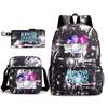Large Capacity Schoolbag with Shoulder Strap; Student Three-piece Pencil Case Set