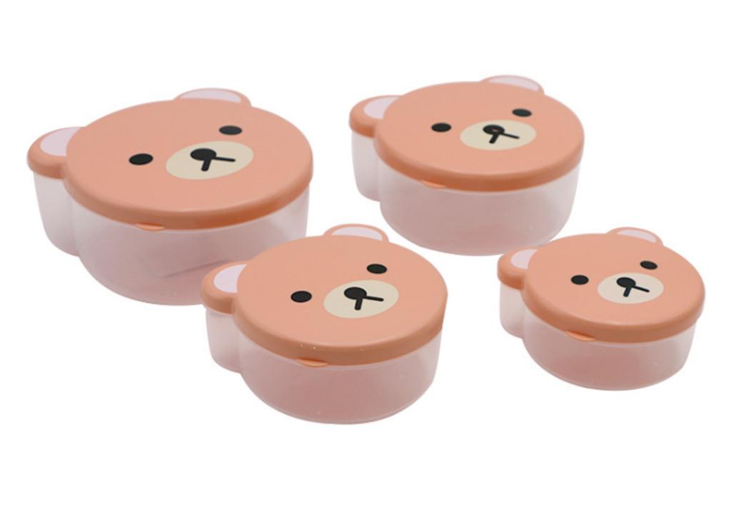 4 PIECES/SETS FOR CHILDREN Plastic Cartoons Cute Bento Box Japanese Full Storage Container For Children Student Kitchen Microwave Kitchen Microwave Lu
