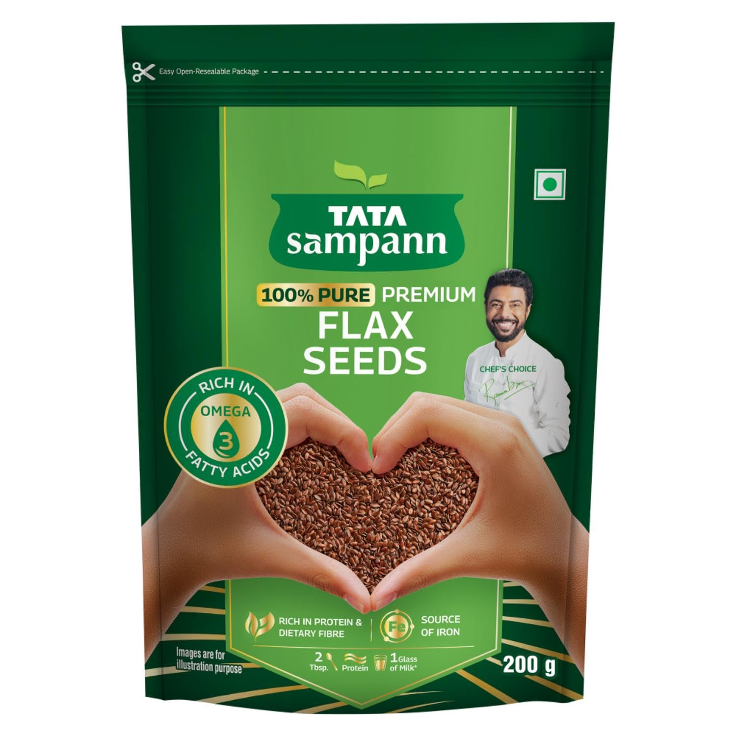 

Tata Sampann Pure Flax Seeds 200g Pack, Premium Raw Superfood, High Protein & Fibre Source, Rich In Omega 3 & Iron, Versatile Healthy Topping