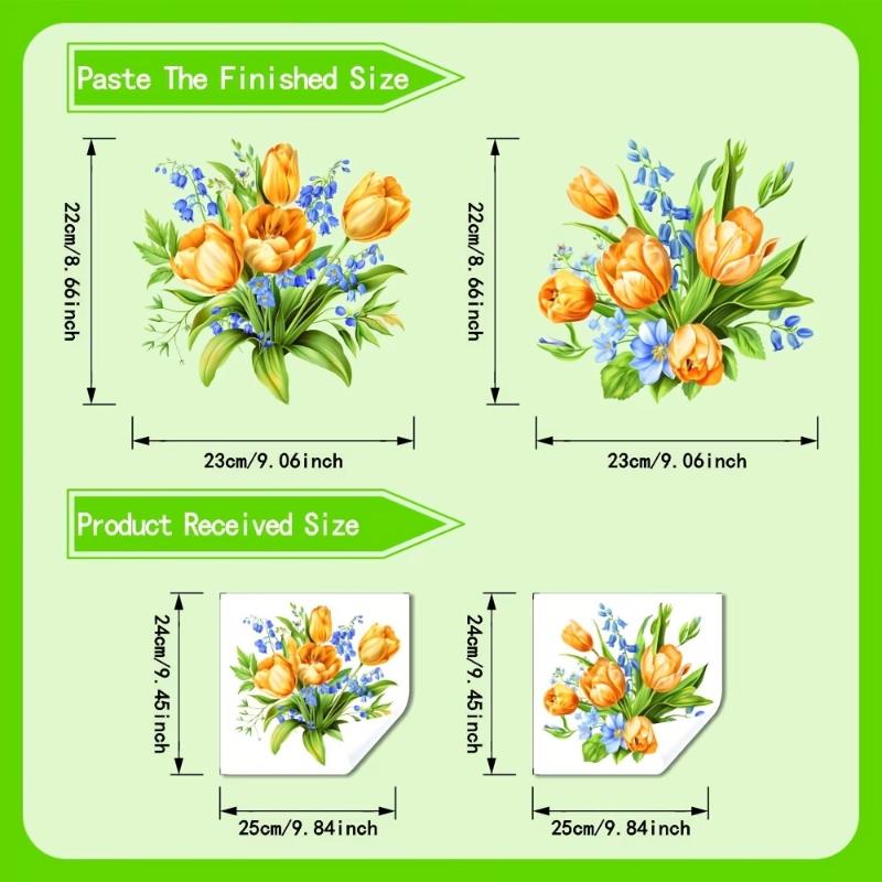 Artistic Colorful Floral Toilet Stickers, Self-Adhesive Removable Toilet Lid Decals For Bathroom Decoration