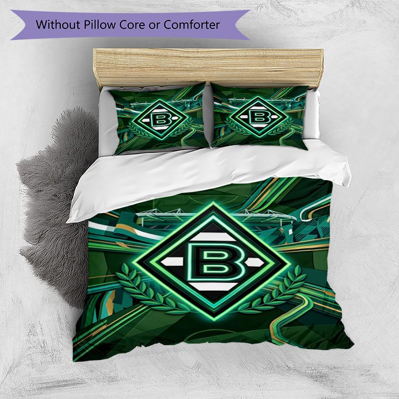 3pcs Duvet Cover Set (1*Duvet Cover + 2*Pillowcase, Without Core), Borussia Monchengladbach Print Bedding Set, Bedroom Decor, All‑Season, Birthday Gif