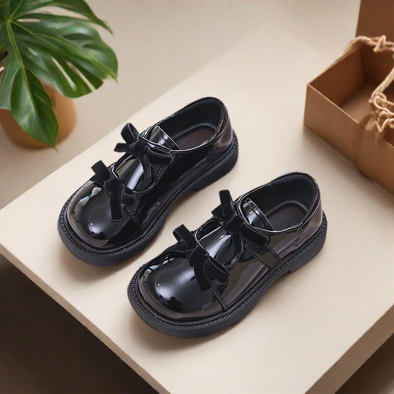 

Chic Girls Black Mary Jane Shoes with Double Bowknot Spring Autumn Kids Princess Leather Shoe Fashion Causal Children Flat Shoes 36 чёрный