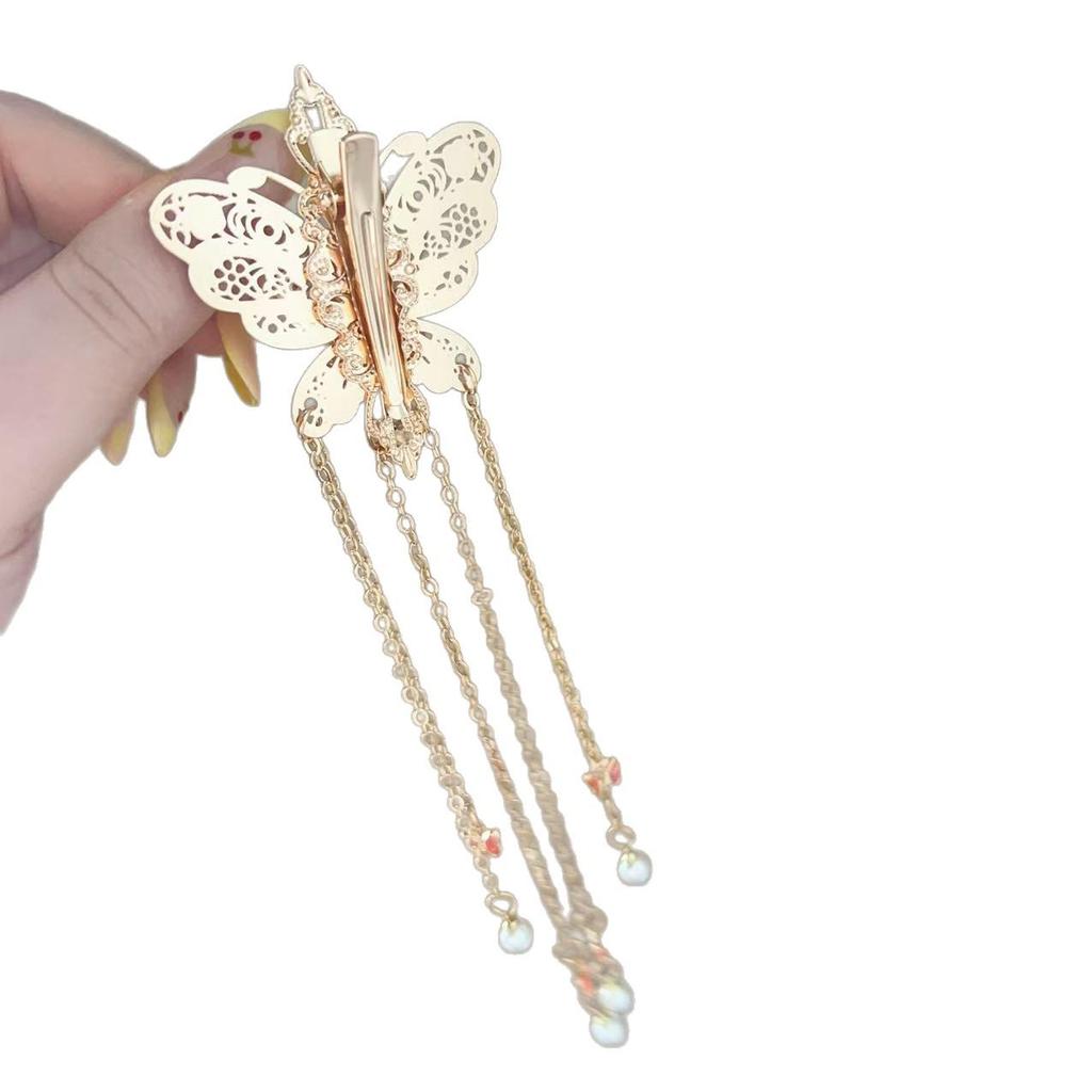 Exquisite High-End Butterfly Tassel Women's Hair Clip - Side Accessory for Bangs
