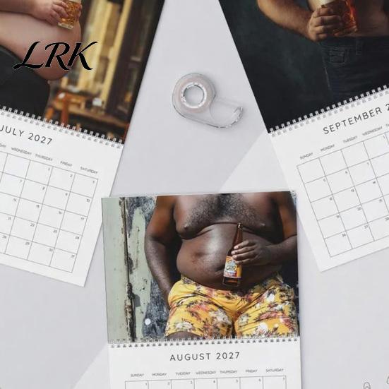 Thick Paper Monthly Organizer 2027 Beer Bellies Wall Calendar, Funny Men Photo Planner with Coil Decorative Binding for Home Office Bar Decor,
