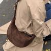 IELGY Leopard Print Suede Commuter Dumpling Bag Frosted Suede One-Shoulder Messenger Crescent Bag