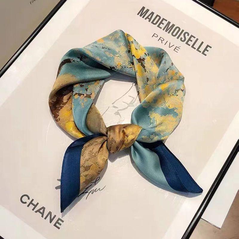 

New Fashion Print Silk Square Scarf Women Soft Satin Hairband Neckerchief Tie Female Headband Foulard Bag Ribbon Gift One Size