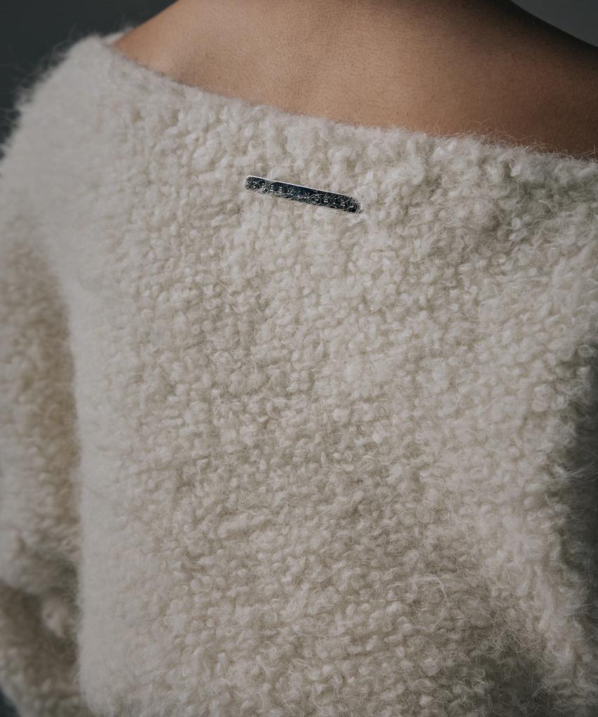 Teulimingbeodeu Alpaca Boucle Open Shoulder Knit [ Ivory ]