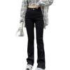 Teddy Streetwear Flare Denim Pants 459 Women's Jeans, Stretch, Lightweight, High-Waisted, Spring, Summer, Fall, (L, Black)