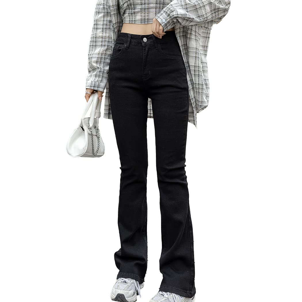 

Джинсы клеш Teddy Streetwear 459 Женские, Эластичные, Легкие, С высокой талией, Весна, Лето, Осень, (Л, Черный) чёрный