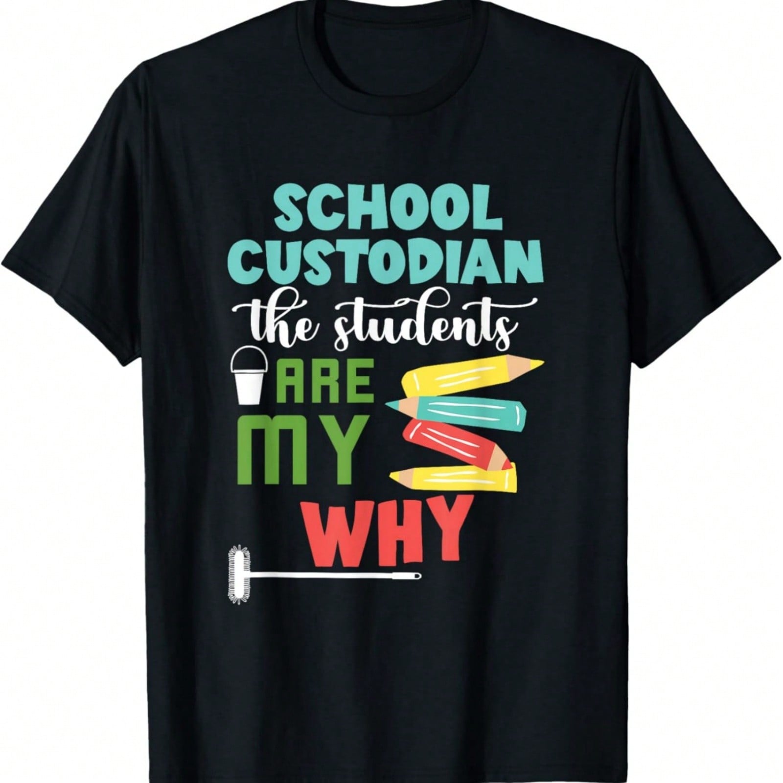School Custodian Best Janitor Ever Mop Apple Cleaning T-Shirt S разноцветный