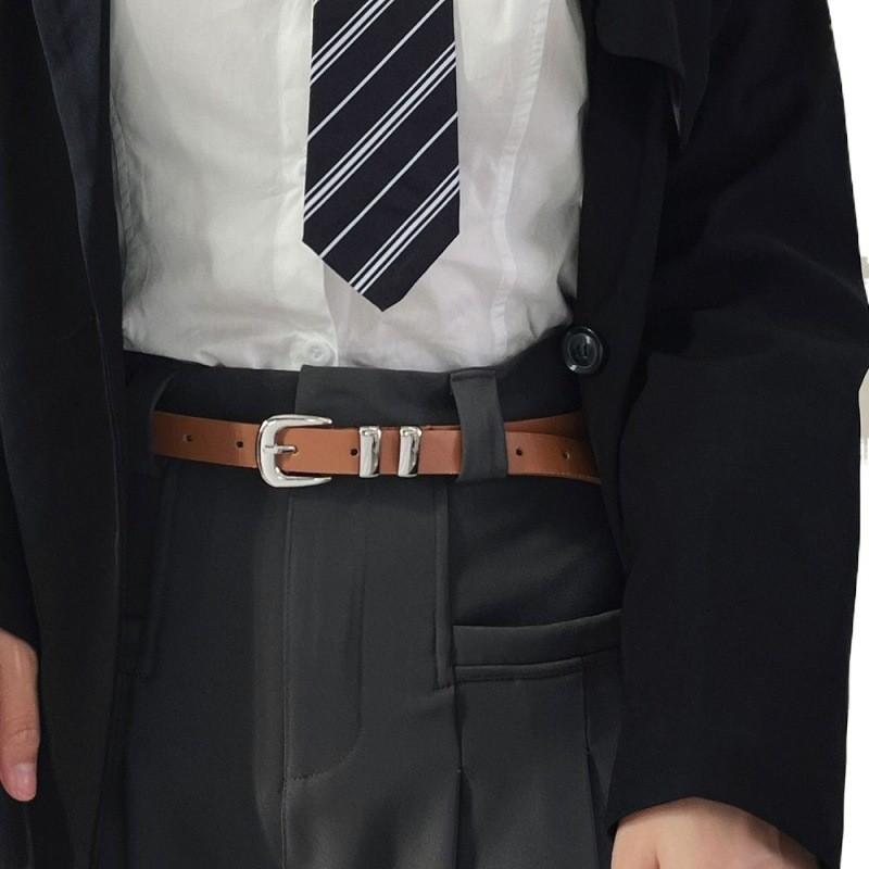 Elegant Black Vintage Women's Belt With Silver Buckle For Dress And Pants Outfits