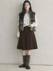 Xu Man Retro Korean Pleated Wool Midi Skirt for Women