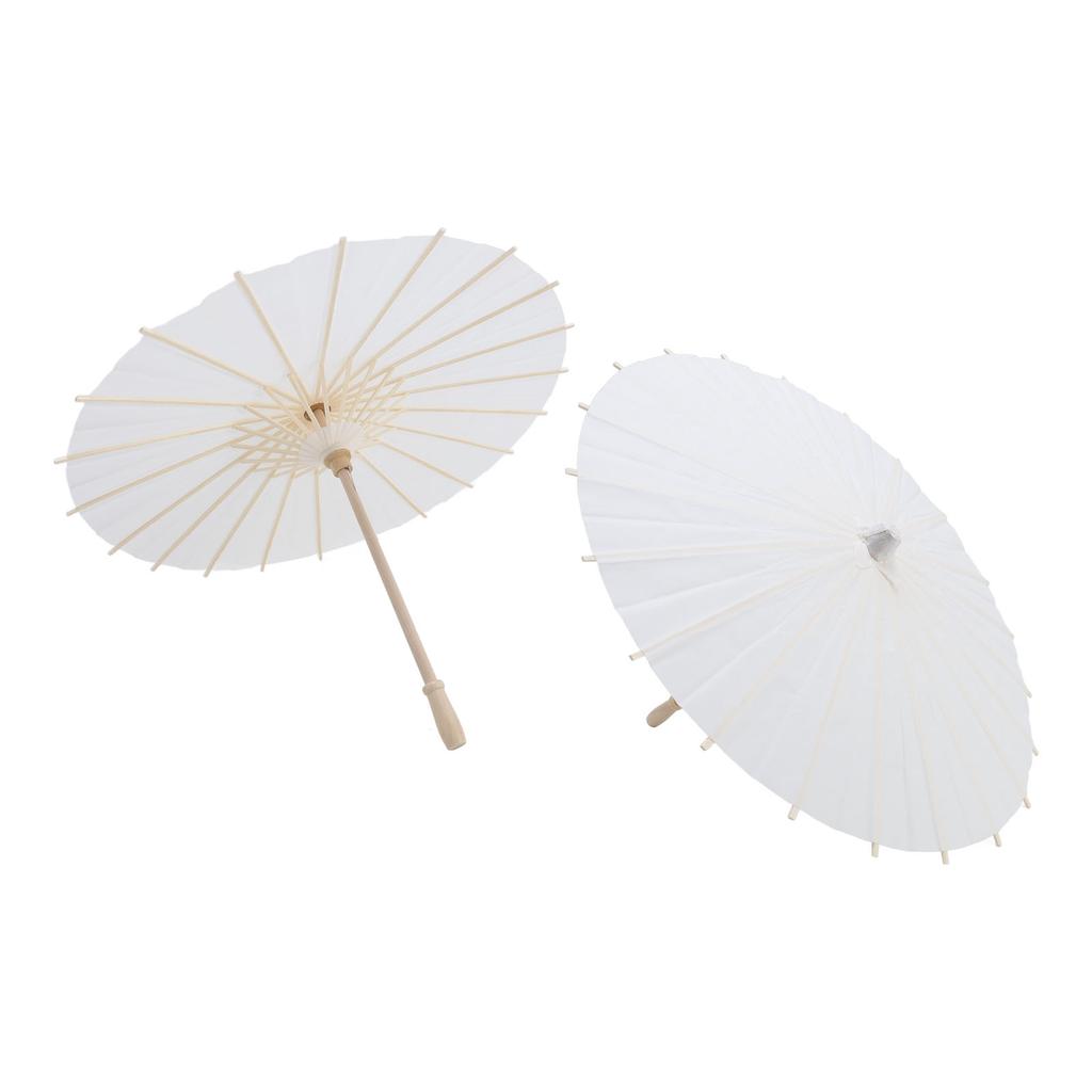 2PCS White Paper Umbrella Oiled Paper Painting Decorative Chinese Style Umbrella for Wedding Photo Props