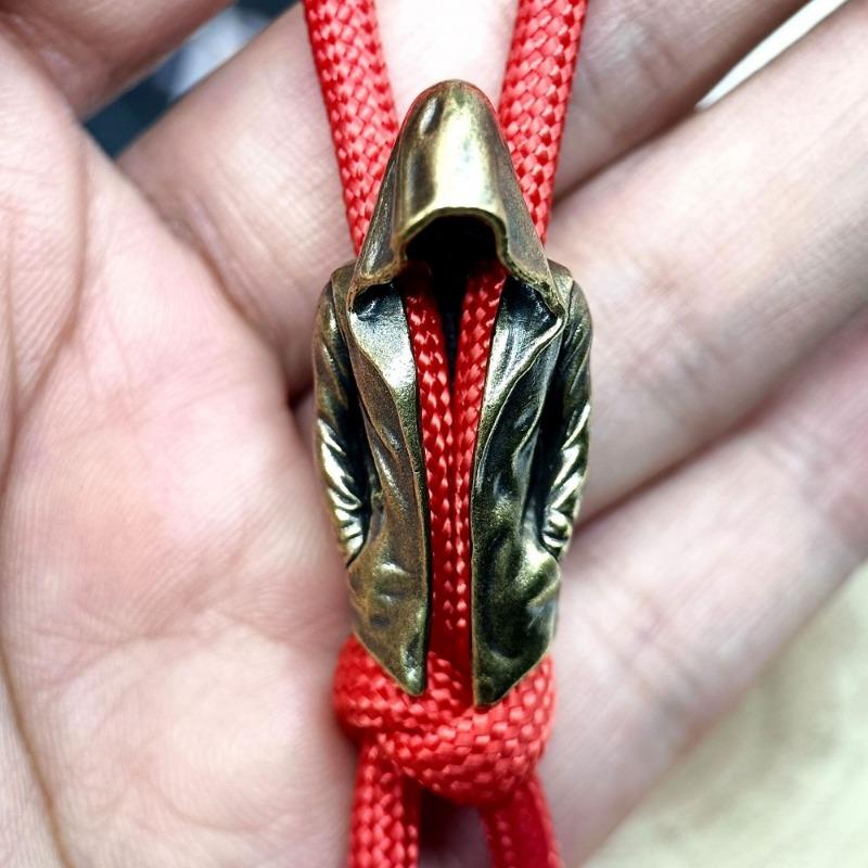 Mantello in ottone Coltello Perline EDC Fai da te Paracord Braccialetti intrecciati Cordino Portachiavi Ciondoli Accessori Attrezzo da esterno Appendini Ciondoli