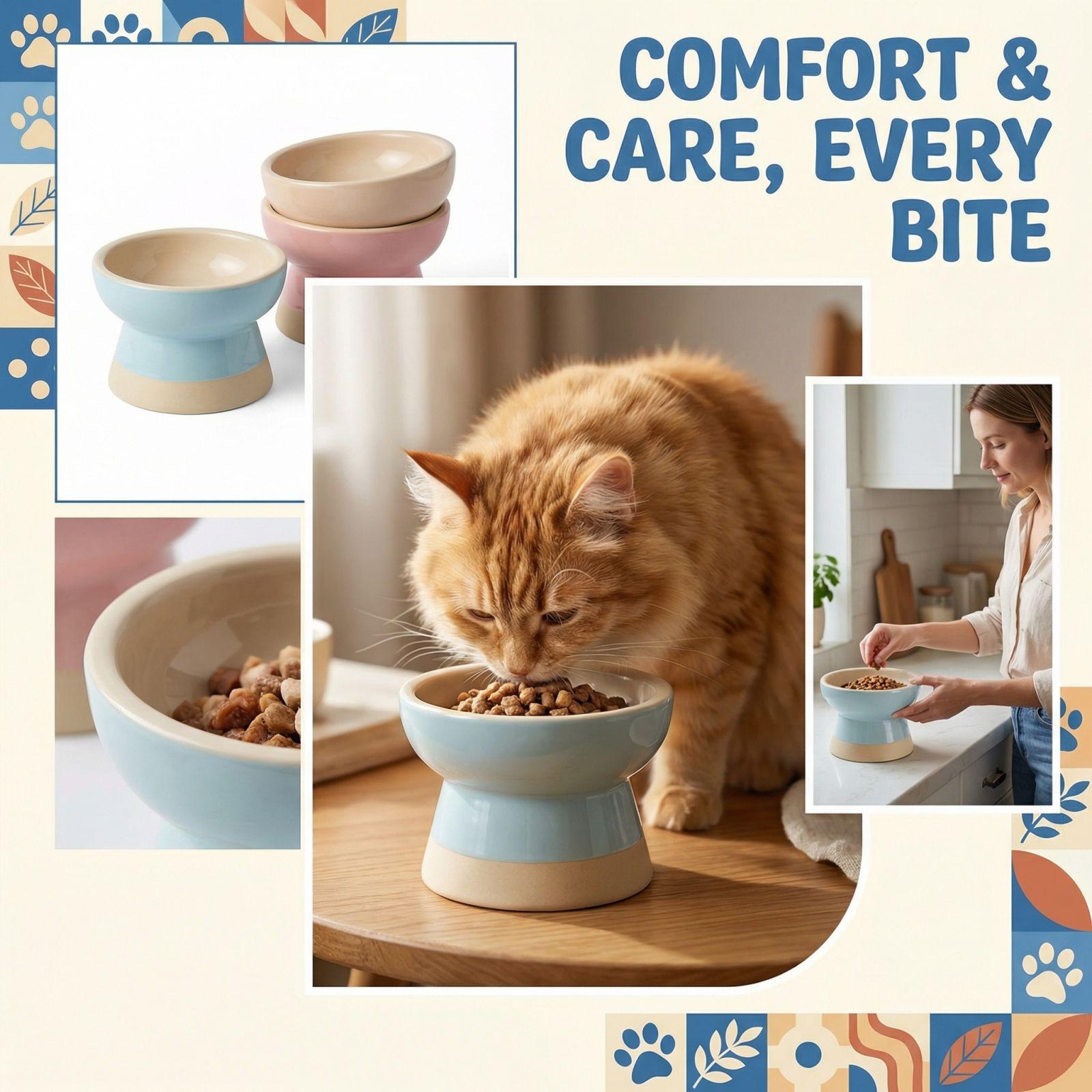 Поднятая миска для питомца с поддержкой шеи, большая емкость, миска для корма для кошек One Size синий