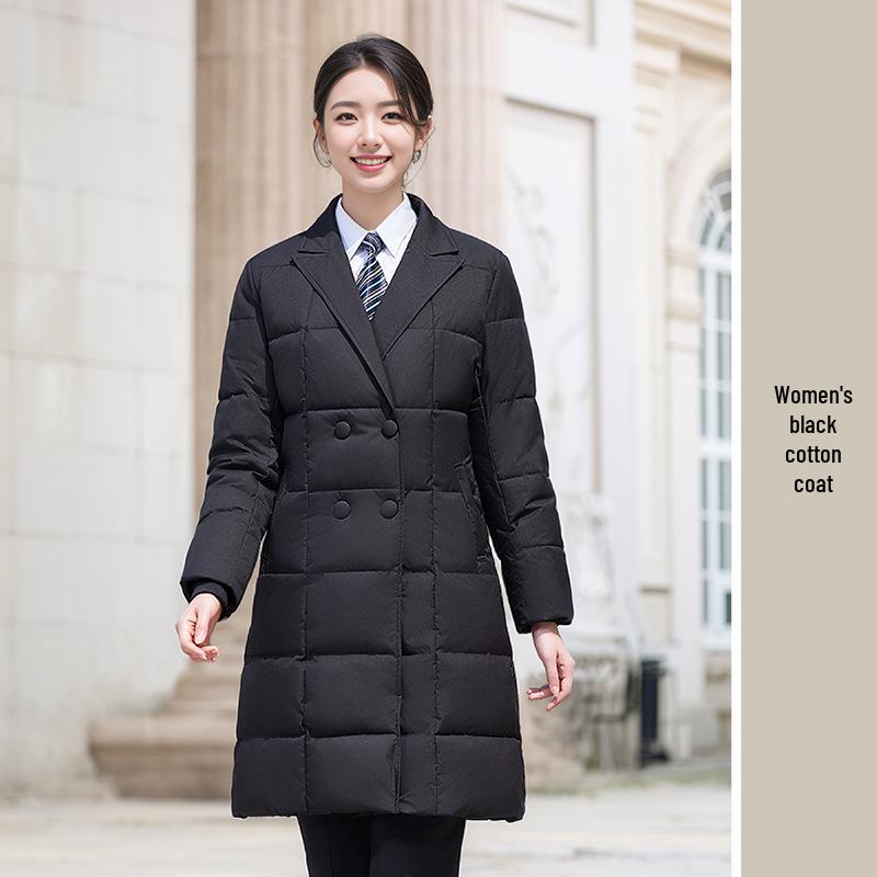 Unisex Mid-Length Thickened Down Coat for Office or Workwear