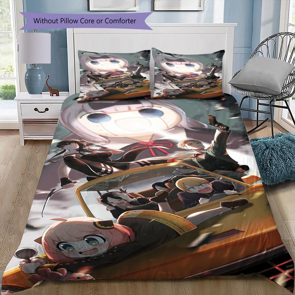 Set Copripiumino Trapuntato con Fantasia Cartone Animato Federa Decorazione per la Casa Regalo di Compleanno (1 * copripiumino + 2 * federa, senza nucleo)