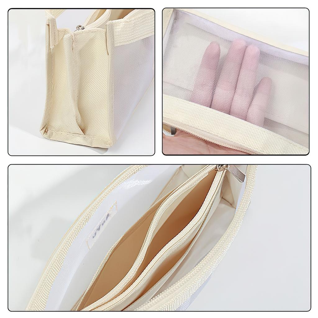 Transparent 5 Layer Mesh Bag Pen Pencil Case Visable Pocket Storage Pouch for Stationery School A7681