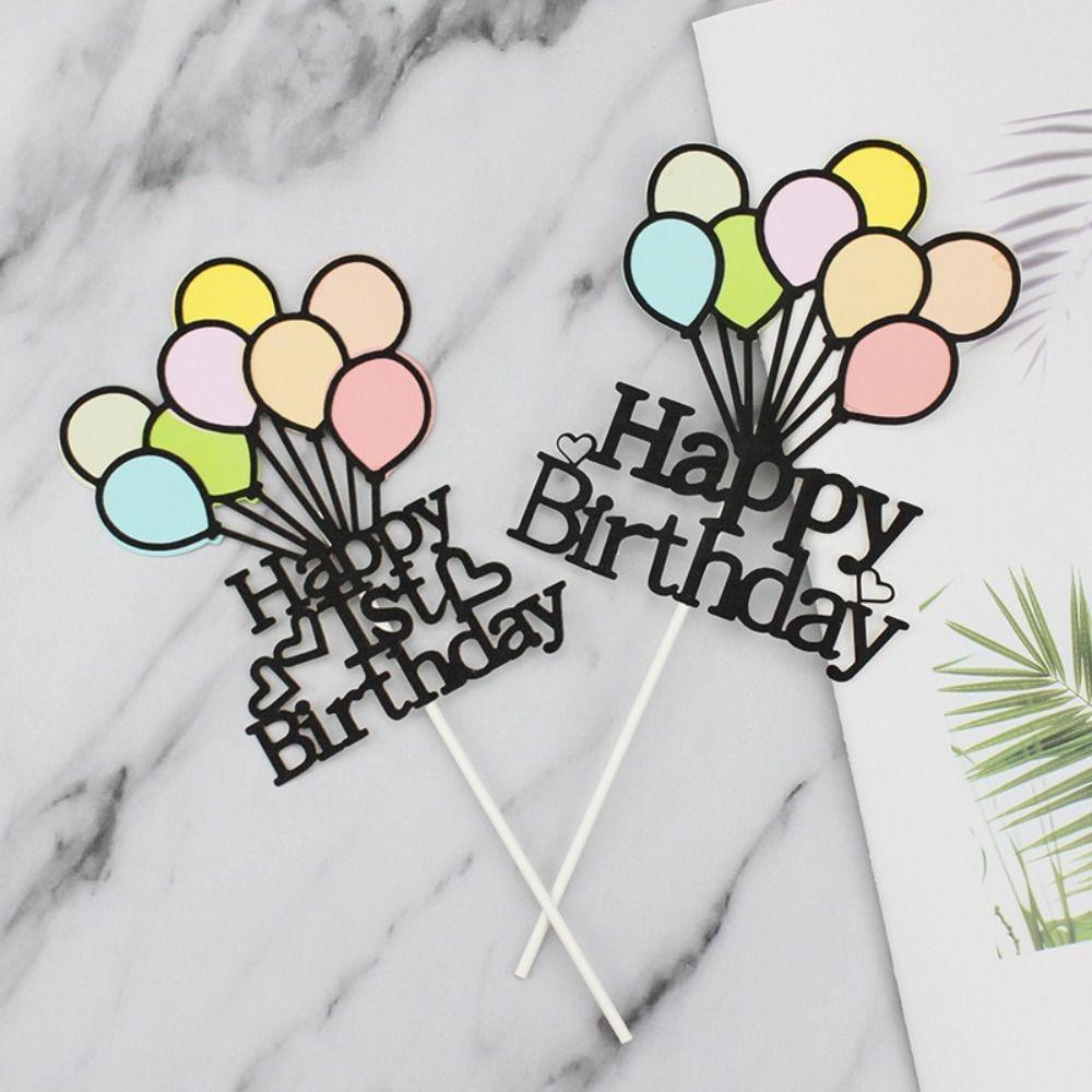 Double Layer Cupcake Toppers Paper Happy Birthday Cake Decoration Kids Party Decor