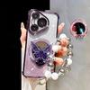 Mirror Shockproof Magnetic Case for Huawei Pura 80 70 Ultra P50 P40 P30 Lite Mate 70 Pro Butterfly Phone Holder Bracelet Cover