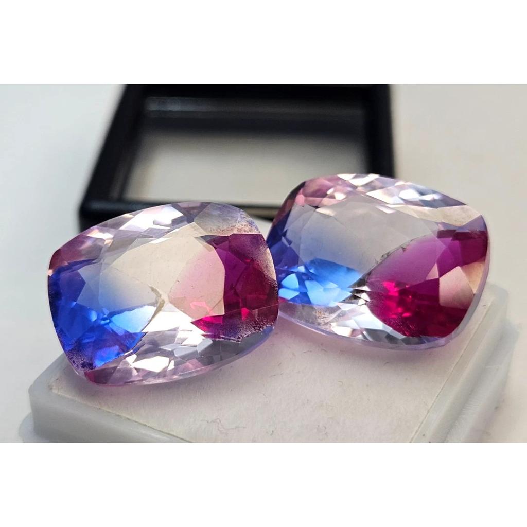 Cushion Cut Natural Pitambari Sapphire 34+ Ct Pair Fabulous Certified Gemstone