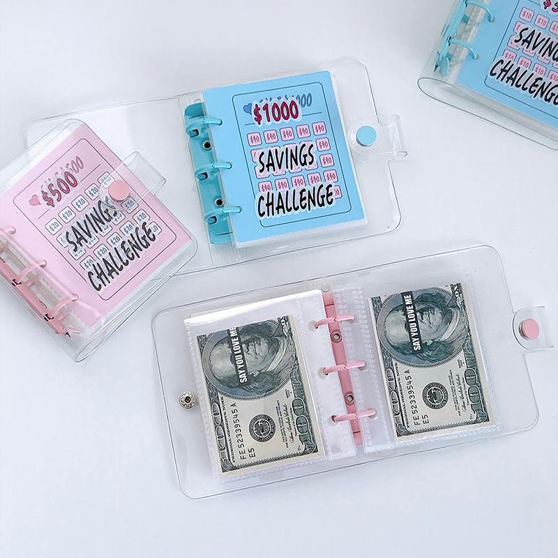 Pvc $1000 Pengesparing Utfordring Permknapplukking Mini Budsjettperm Konvoluttspareutfordringer Bok Holdbar bærbar