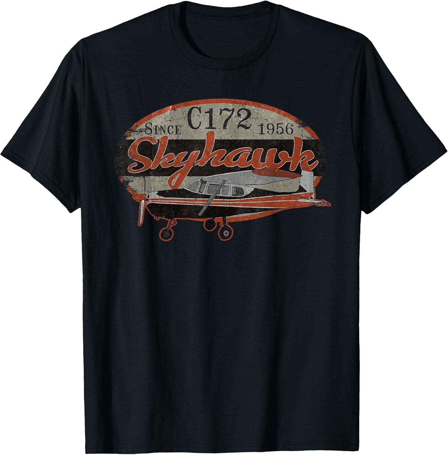 NEW LIMITED! C-172 Skyhawk Vintage Retro C172 Airplane Flying Tee - MADE IN USA L