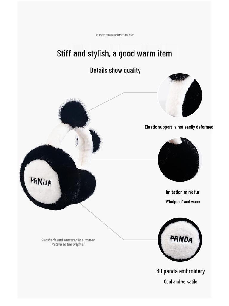 Cute Plush Panda Women's Winter Earmuffs - Cartoon Ear Warmers, Cold-Proof, Cozy and Stylish for the Season