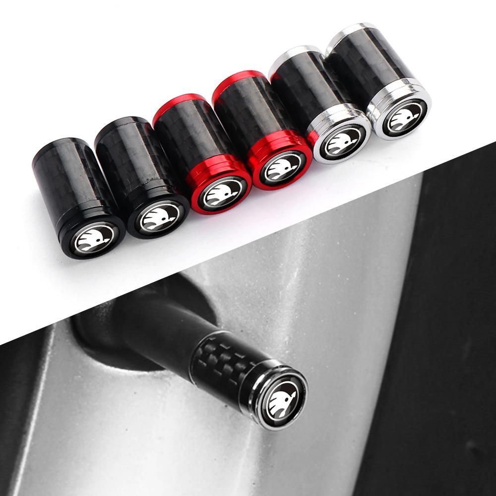 4Pcs Car Tire Valve Cover Wheel Tyre Valve Caps for Skoda Rapid Fabia Octavia Yeti Superb S VRS Scala VII Kodiaq Karop Kamiq RS BI7