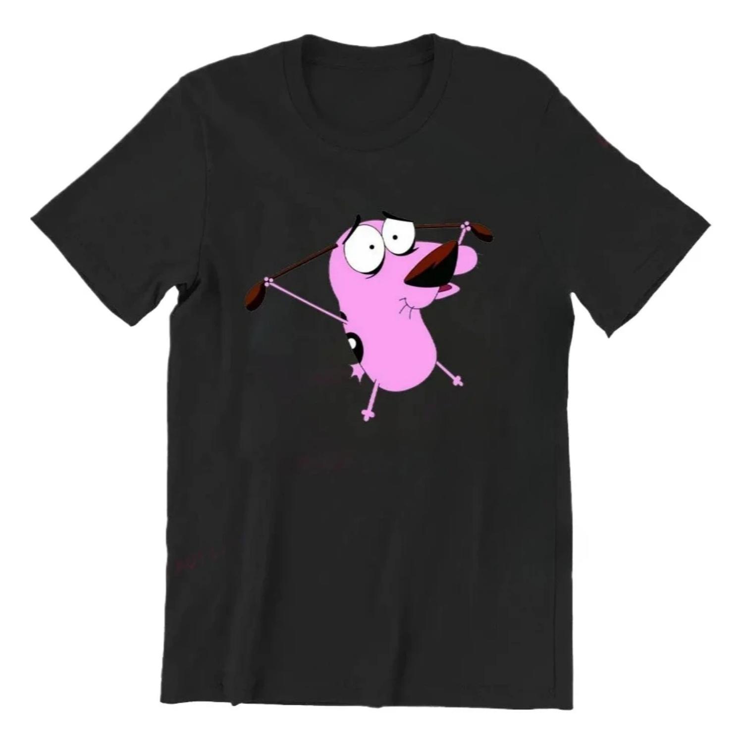 

Women s Summer Cartoon Short-sleeved T-shirt Cowardly Dog Hero Print T-shirt Women s Fashion Printed Pattern T-shirt Fashion Y2k S чёрный