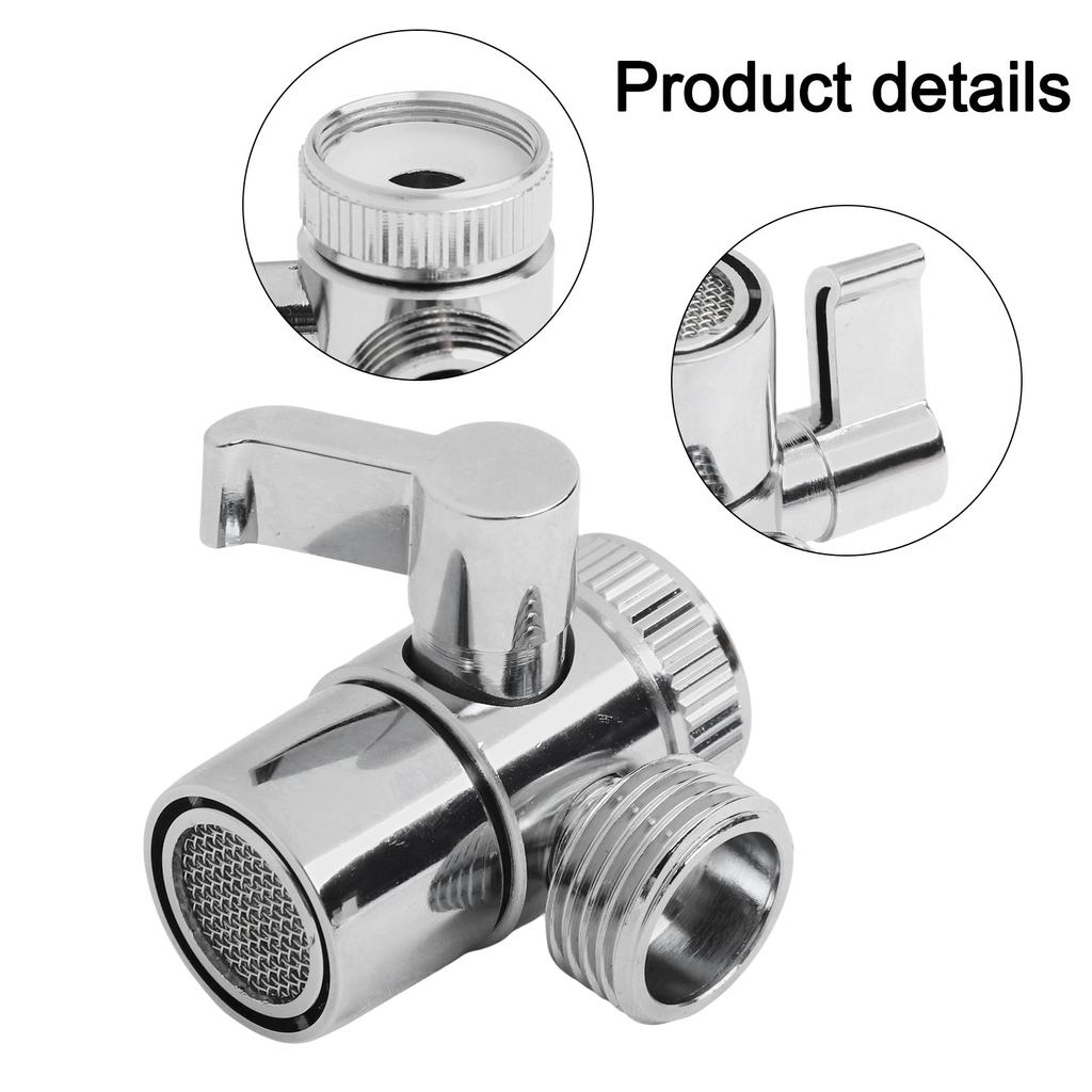 Brass 3-Way Diverter Valve for Sink Faucet Splitter Bathroom Kitchen Dual Outlet Easy Install Compatible with Hoses Fittings