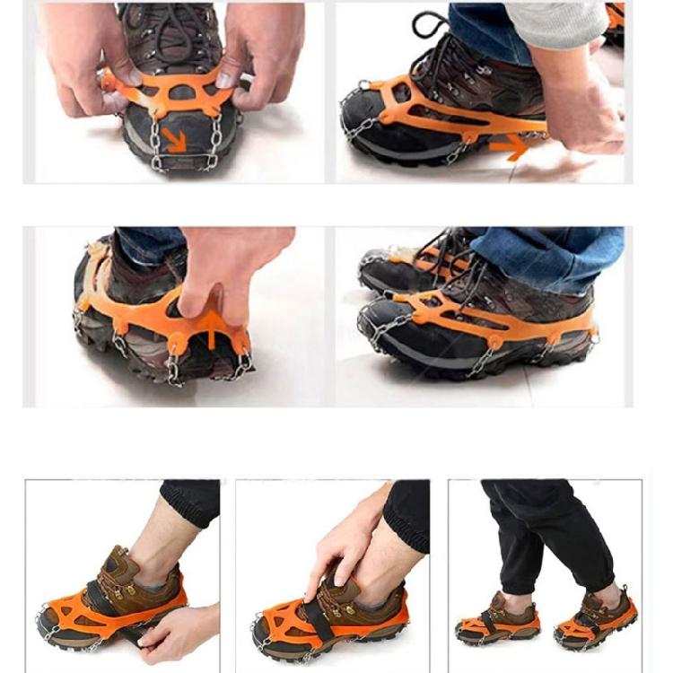 Sneeuw IJs Grip Overschoe Schoen Tractie Lopen Tractie voor Klimmen Skiën, Antislip 24 Spikes Stijgijzers IJsklimmers Studs