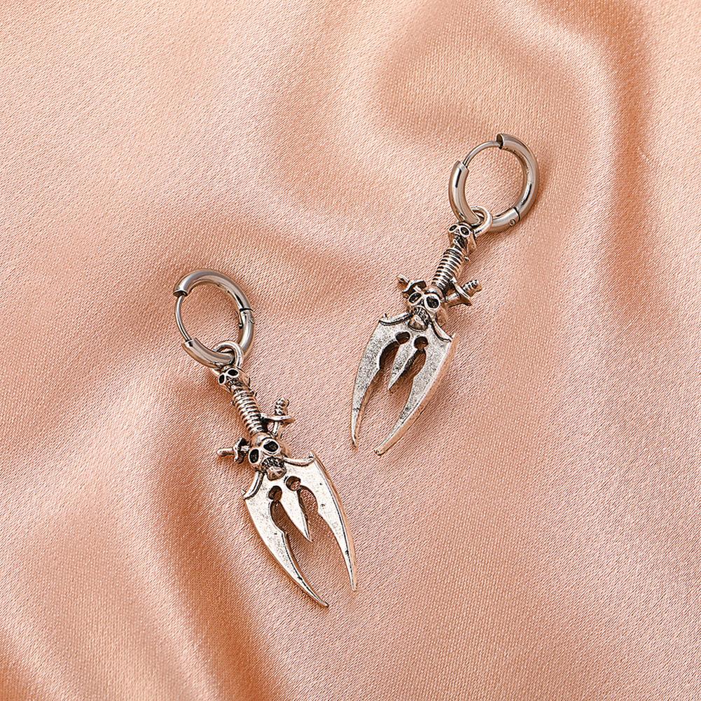 Retro Skull Hoop Earrings Gothic Hypoallergenic Fashion Charm Couple Circle Earrings Halloween Gifts