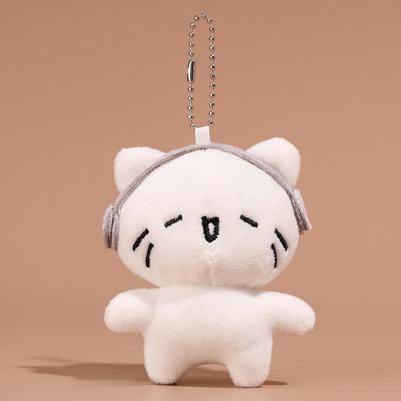 

New Arrival Popular Headphone Cat Cartoon Stereo Modelling Cute Plush Doll Toy Bag Pendant For Girl Couple Korea Key Chains Gift
