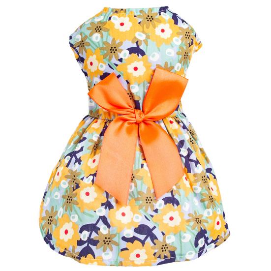 Vestido de princesa para cachorro adorável confortável para animais de estimação atraente macio laço floral vestido para cachorro filhote de cachorro uso diário