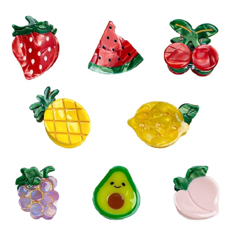 Mini Fruit Shape Side Bangs Hair Claw Shinning Hair Claw Girl Casual Hairpin