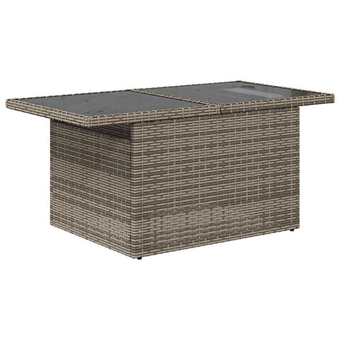 Ensemble de canapé de jardin 7 pièces avec coussins gris en poly rotin, Canapé de jardin 2 places avec rangement et coussins 3357052
