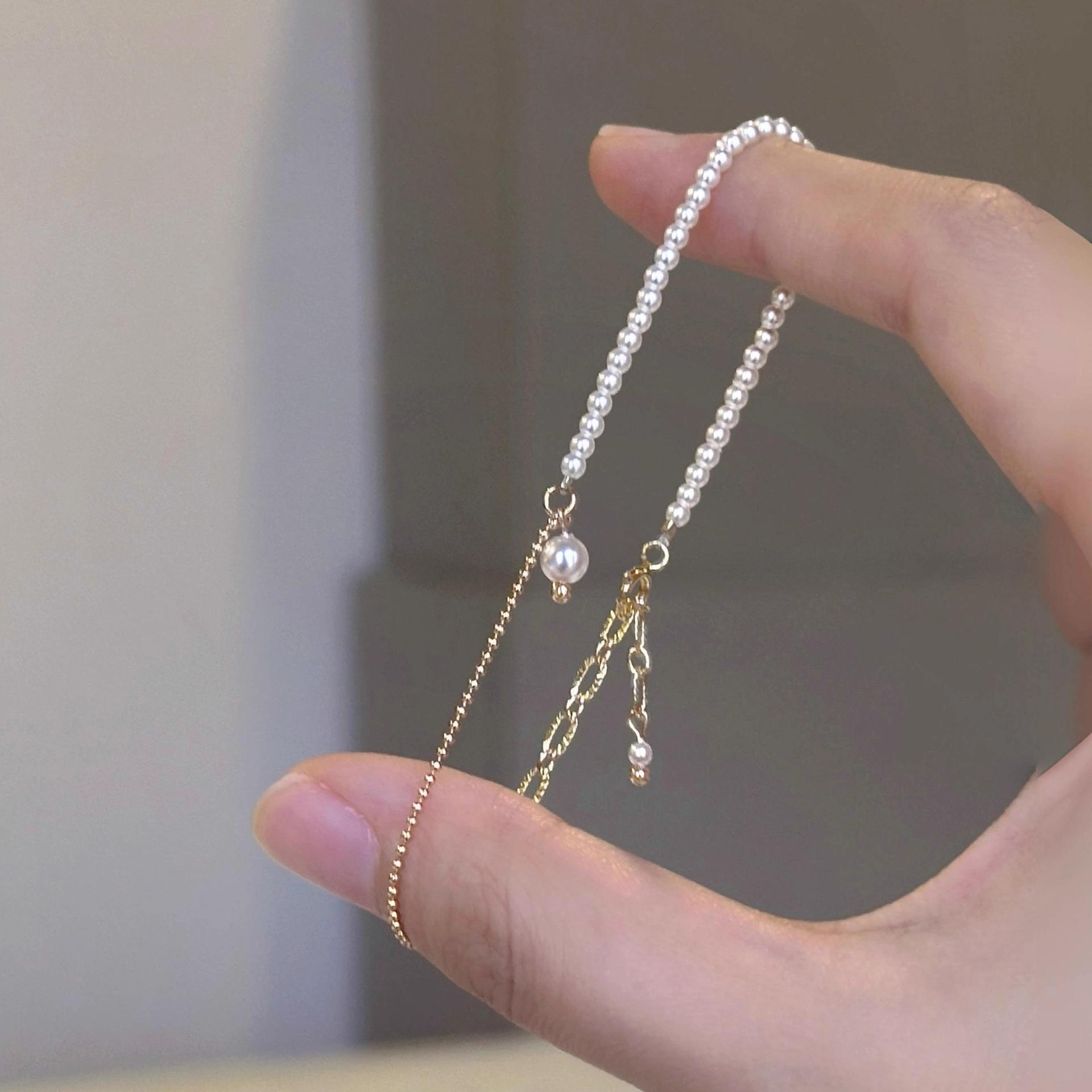 

Ретро браслет з однією перлиною циркону для жінок Простий ручної роботи з намистин Елегантні подарунки на день народження для жінок перлинний