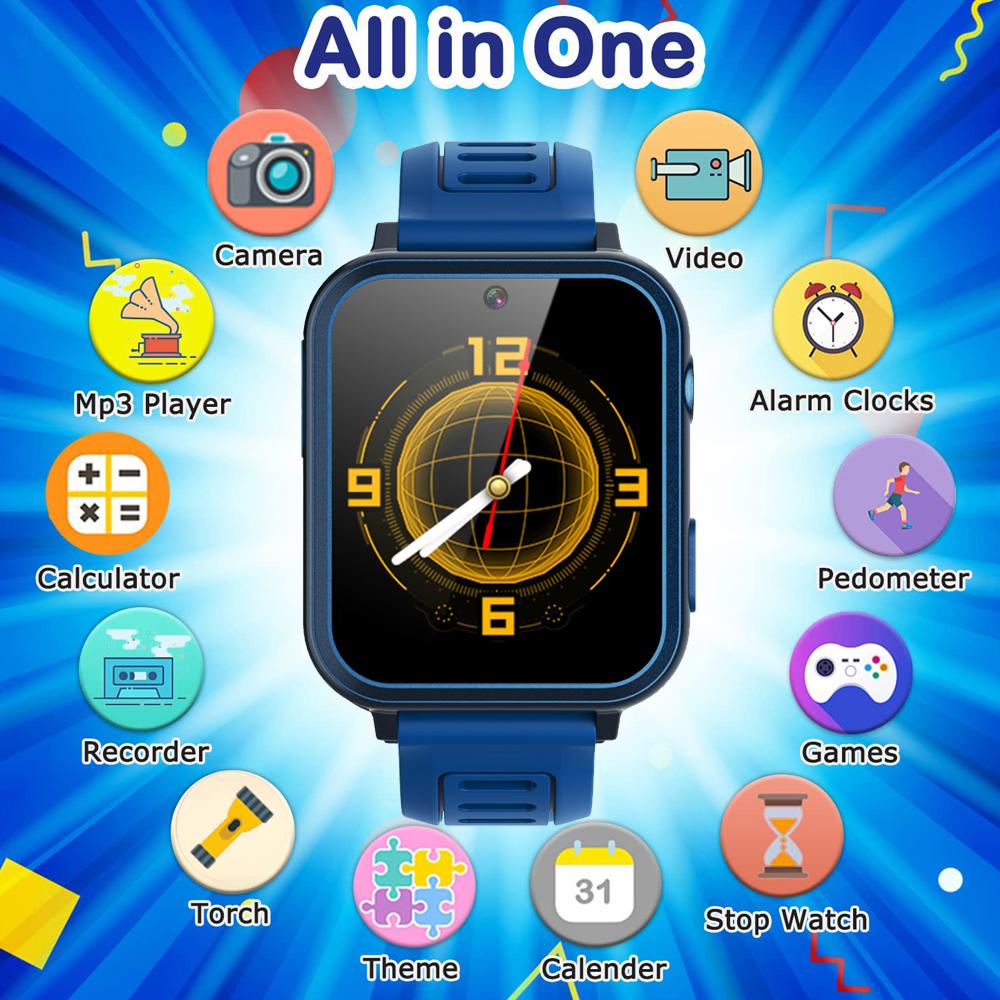 Children's Wristwatch 24 Games Kids Smart Watch Music Play Pedometer Tracker Time Display Video Audio Record Torch Smartwatch