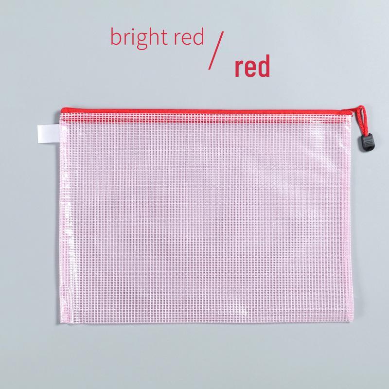 Colored Zipper PVC Mesh Storage Bag - Pencil Case & File Organizer