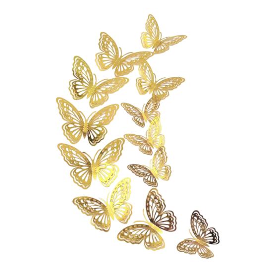 12 шт. 3D-бабочки для декора стен, 3 размера, наклейки-бабочки на стену для декора комнаты, самоклеящиеся съемные наклейки для вечеринки, украшения для торта