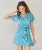 Bonide [Set] Cover-Up Wrap Swimsuit Set Flower Berry Mint