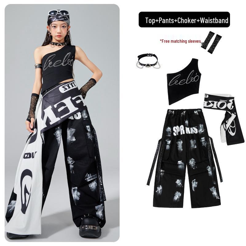 

Дівчачий костюм для джазу та хіп-хопу - Модний літній вуличний одяг для учнів початкової школи 150 cm