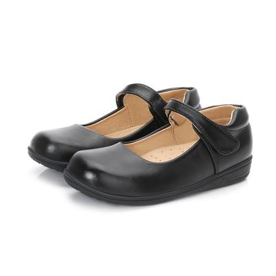2024 New Black Uniform School Shoes for Girls Hook & Loop Versatile Soft Children Fashion Leather Shoes for Party Classic Korean