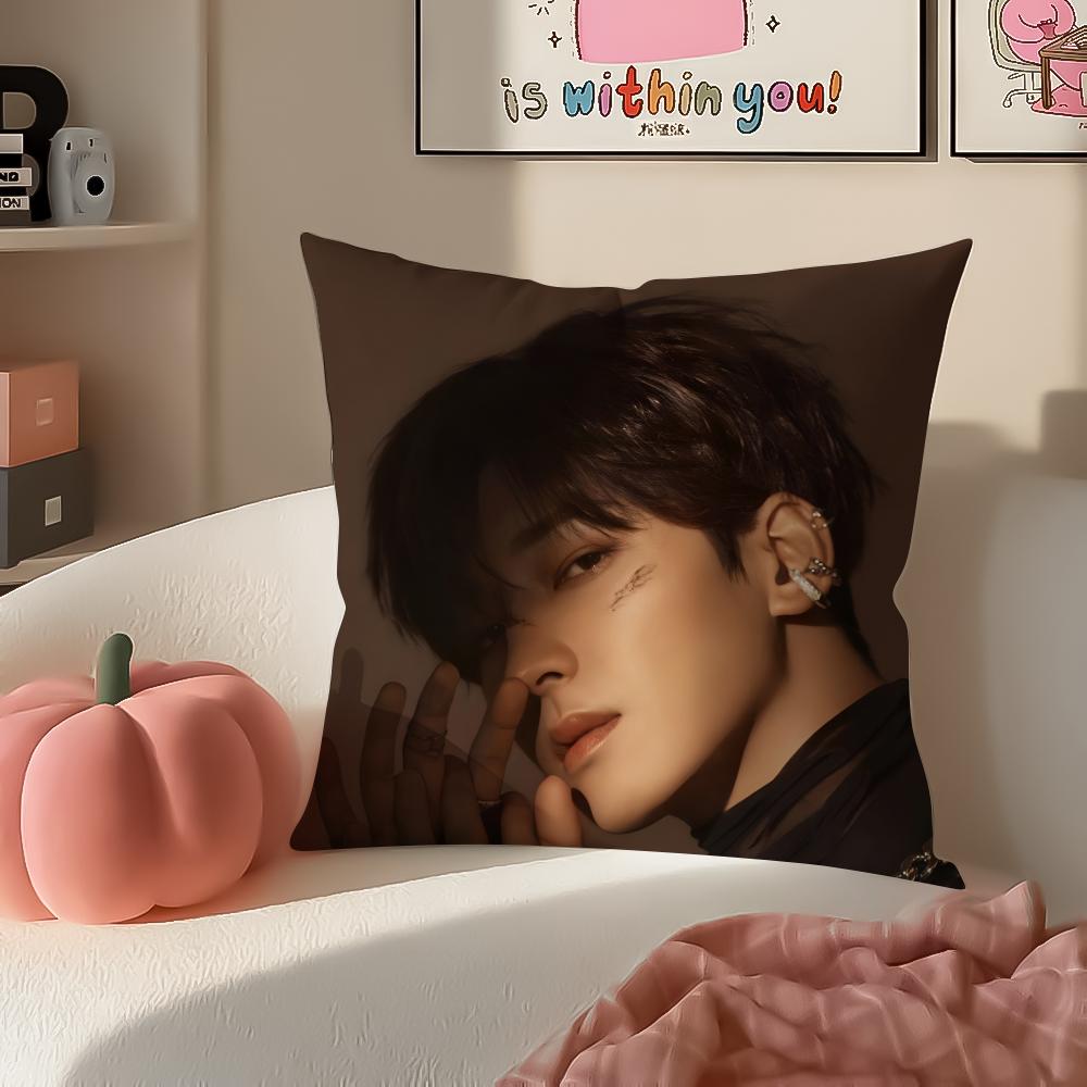 Kpop WWonwooS Cushion Cover Pillowcase Short Plush Invisible zipper Room Sofa Cushion Cover