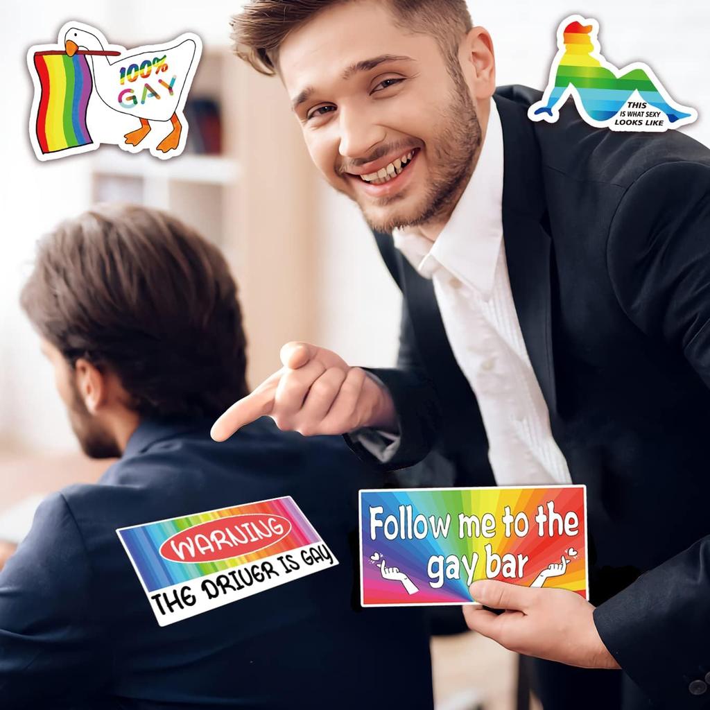 76 PCS Original Funny Gay Prank Bumper Stickers, Funny LGBT Gay Stickers For Cars Decals Motorcycle Truck Vehicles Luggage Sticker For Adults Bumper