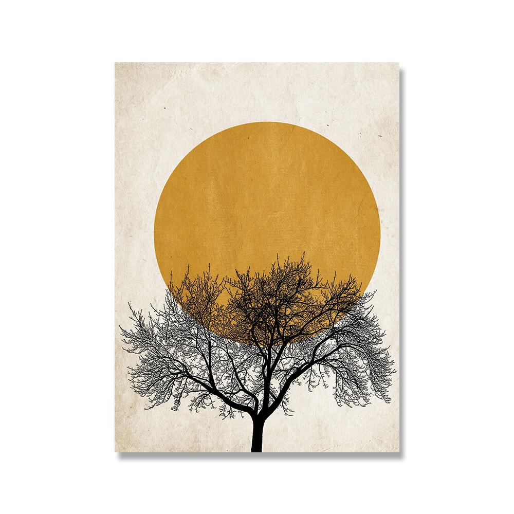 Morning Sun Tree Abstract Poster Nordic Print Scandinavian Wall Art Picture Sweet Dream Home Decor Canvas Painting Simplicity
